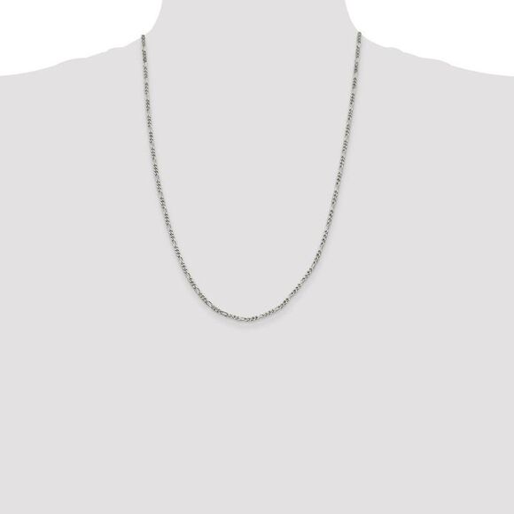 2.5mm Sterling Silver Solid Figaro Chain Necklace, 24 Inch - Picture 2 of 8